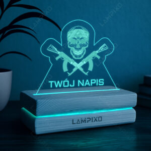 LAMPIXO Drewniana lampka LED RGB Czaszka AK-47