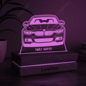 LAMPIXO Drewniana lampka LED RGB BMW Przód