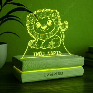 LAMPIXO Drewniana lampka LED RGB Mały lew