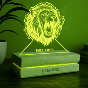 LAMPIXO Drewniana lampka LED RGB Lew półrealistyczny