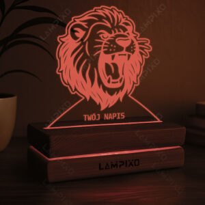 LAMPIXO Drewniana lampka LED RGB Lew